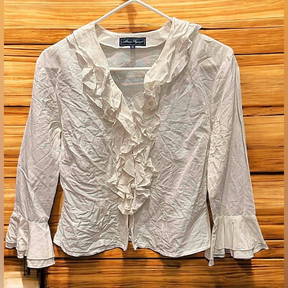 Elegant Cream Ruffled Blouse size 12